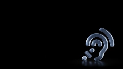 3d rendering frosted glass symbol of assistive listening systems isolated with reflection