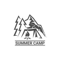 Summer camp logotype. Camp outdoor adventure concept logo.