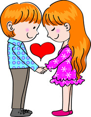 vector cartoon lover man and woman hold hand