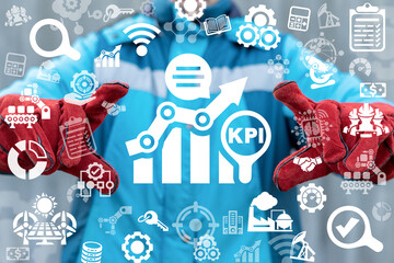 Industrial concept of KPI Key Performance indicators.