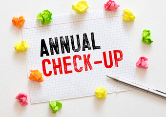 Annual check-up text on paper