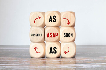 ASAP word made with building blocks,as soon as possible