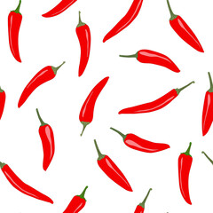 Vegetable seamless pattern with ripe peppers. Food.