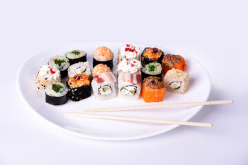 japanese sushi different on a plate