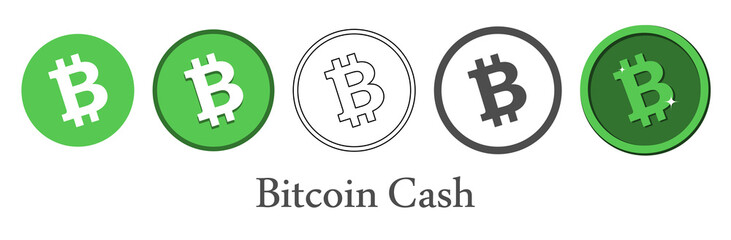 Fototapeta premium Set of green bitcoin isolated icons.