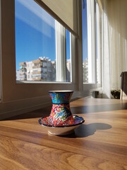 colorful patterned coffee mug, turkish coffee