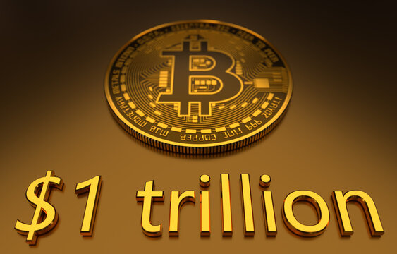 Bitcoin hits $1 trillion for the first time in market value as cryptocurrency surge continues. Bitcoin hits $1 trillion market cap. 3D Illustration