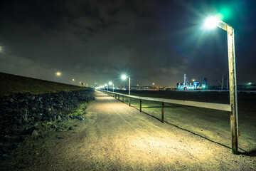 Footpath into the distance at night