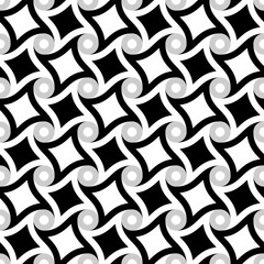 Seamless pattern. Template for fabric or wrapping. Modern textile. Geometric. Stylish background. Abstract decor. Black and white. Optical illusions. Trends. Wallpapers.