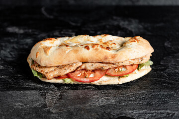 Sliced baguette sandwich traditional mix
