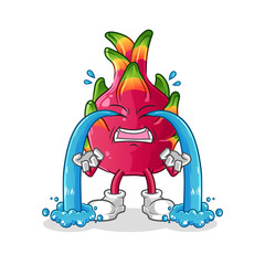 dragon fruit crying illustration. character vector