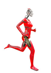 cyborg girl doing is running