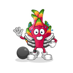 dragon fruit criminal vector. cartoon character