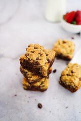Homemade Brookies - Chocoloate chip brownie bars or crownies