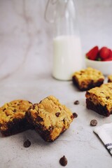 Homemade Brookies - Chocoloate chip brownie bars or crownies