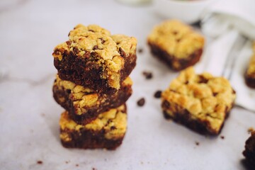 Homemade Brookies - Chocoloate chip brownie bars or crownies