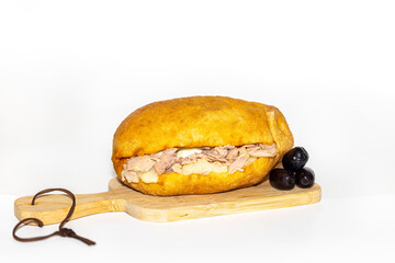 Tunisian Fricassee (Sandwich) with a white background