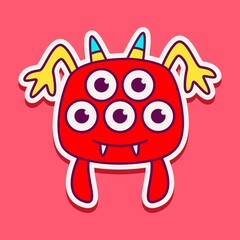 Fototapeta premium cute monster cartoon doodle design for coloring, backgrounds, stickers, logos, symbol, icons and more