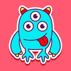 cute monster cartoon doodle design for coloring, backgrounds, stickers, logos, symbol, icons and more