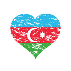 grunge heart with Azerbaijanian flag inside