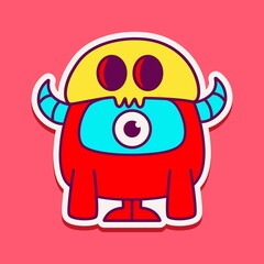 cute monster cartoon doodle design for coloring, backgrounds, stickers, logos, symbol, icons and more