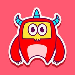 cute monster cartoon doodle design for coloring, backgrounds, stickers, logos, symbol, icons and more