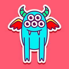 cute monster cartoon doodle design for coloring, backgrounds, stickers, logos, symbol, icons and more