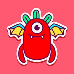 cute monster cartoon doodle design for coloring, backgrounds, stickers, logos, symbol, icons and more