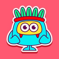 cute monster cartoon doodle design for coloring, backgrounds, stickers, logos, symbol, icons and more