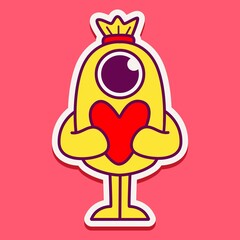cute monster cartoon doodle design for coloring, backgrounds, stickers, logos, symbol, icons and more