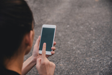 Close people use smartphone touching on screen