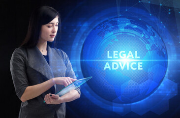 Business, Technology, Internet and network concept. Young businessman working on a virtual screen of the future and sees the inscription: Legal advice