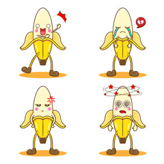 Illustration of banana with cute expression