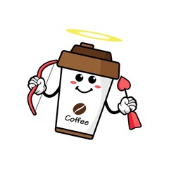 cute coffe cup cartoon mascot character