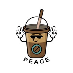cute coffee cup cartoon mascot character vector design