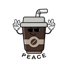 cute coffee cup cartoon mascot character vector design
