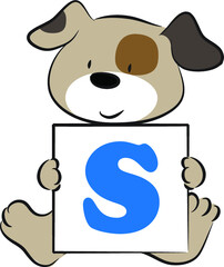 Fototapeta premium vector cartoon puppy hold fonts A to Z letters card