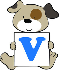 vector cartoon puppy hold  fonts A to Z letters card