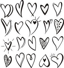 Doodle of Heart icon, Symbol of Love Icon flat style modern design