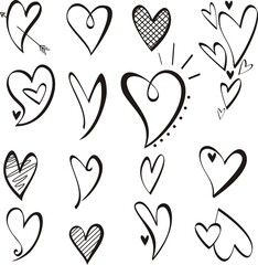 Collection of Heart icon, Symbol of Love Icon flat style modern design
