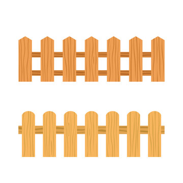 Wooden fence. Garden fence landscape design element . Vector illustration isolated