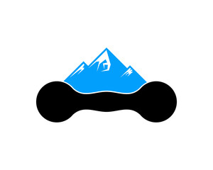 Blue mountain on the gym dumbbell logo