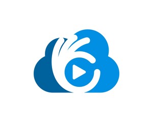 Simple cloud with with hand OK and media play button