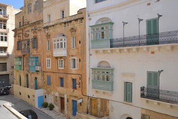 The beautiful architecture of the streets of Valletta Malta