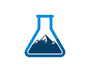 Simple bottle laboratory with mountain inside