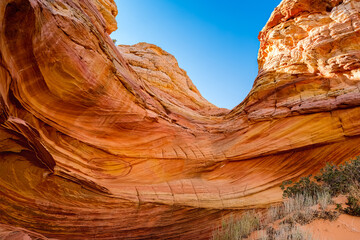 The beautiful landscape and rock formations of Coyote Buttes South in the Vermilion Cliffs National Monument in northern Arizona