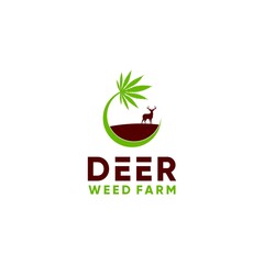 Deer Weed Farm Logo Design Vector