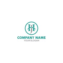 HJ Roof Logo Design Vector