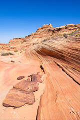 The beautiful landscape and rock formations of Coyote Buttes South in the Vermilion Cliffs National...