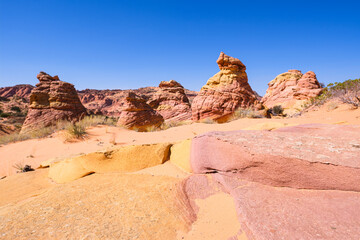 The beautiful landscape and rock formations of Coyote Buttes South in the Vermilion Cliffs National...